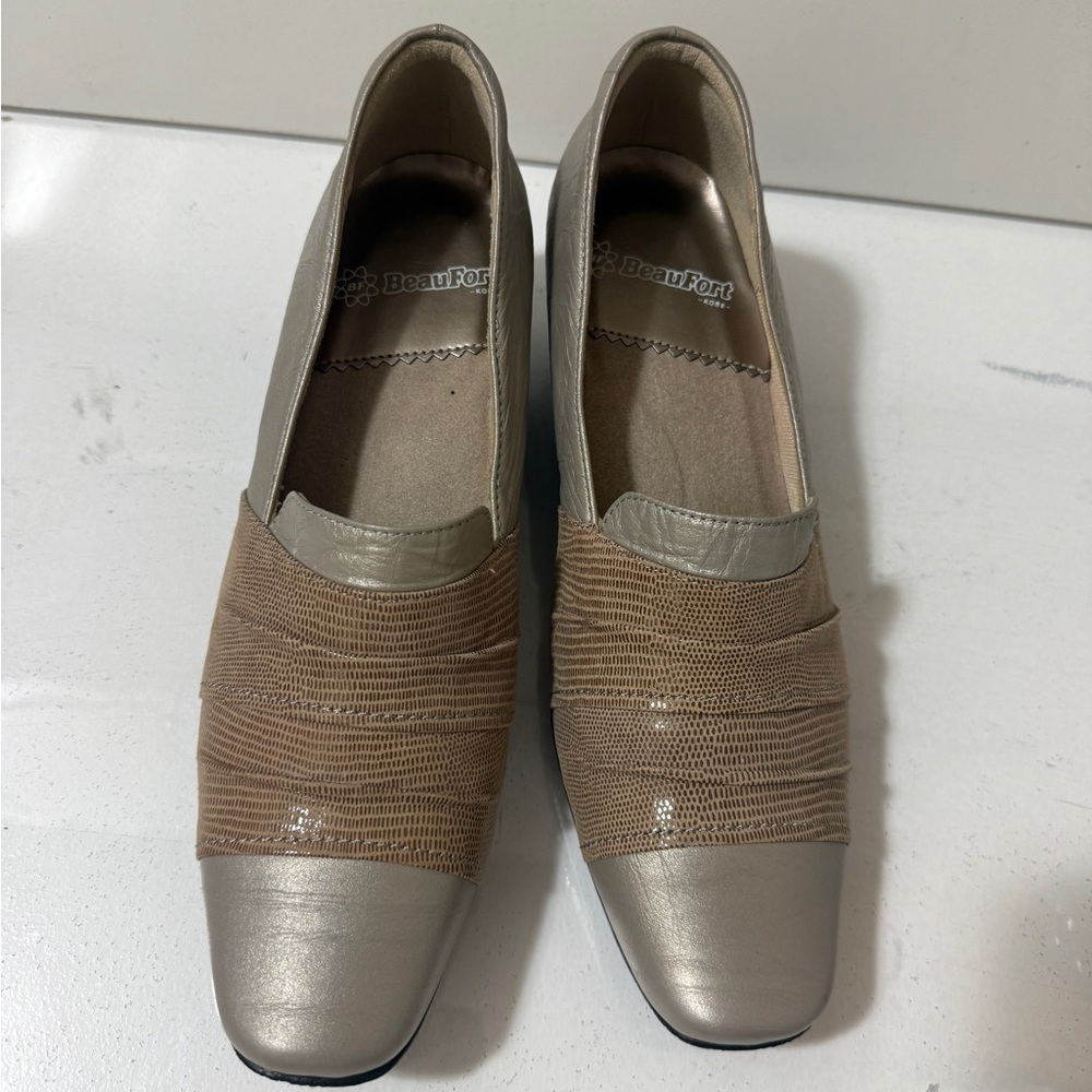 BeauFort Women’s Taupe & Beige Slip-On Loafers made in Japan. Soft and comfy